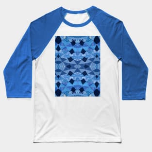 Blue Patchwork Quilt Pattern Baseball T-Shirt